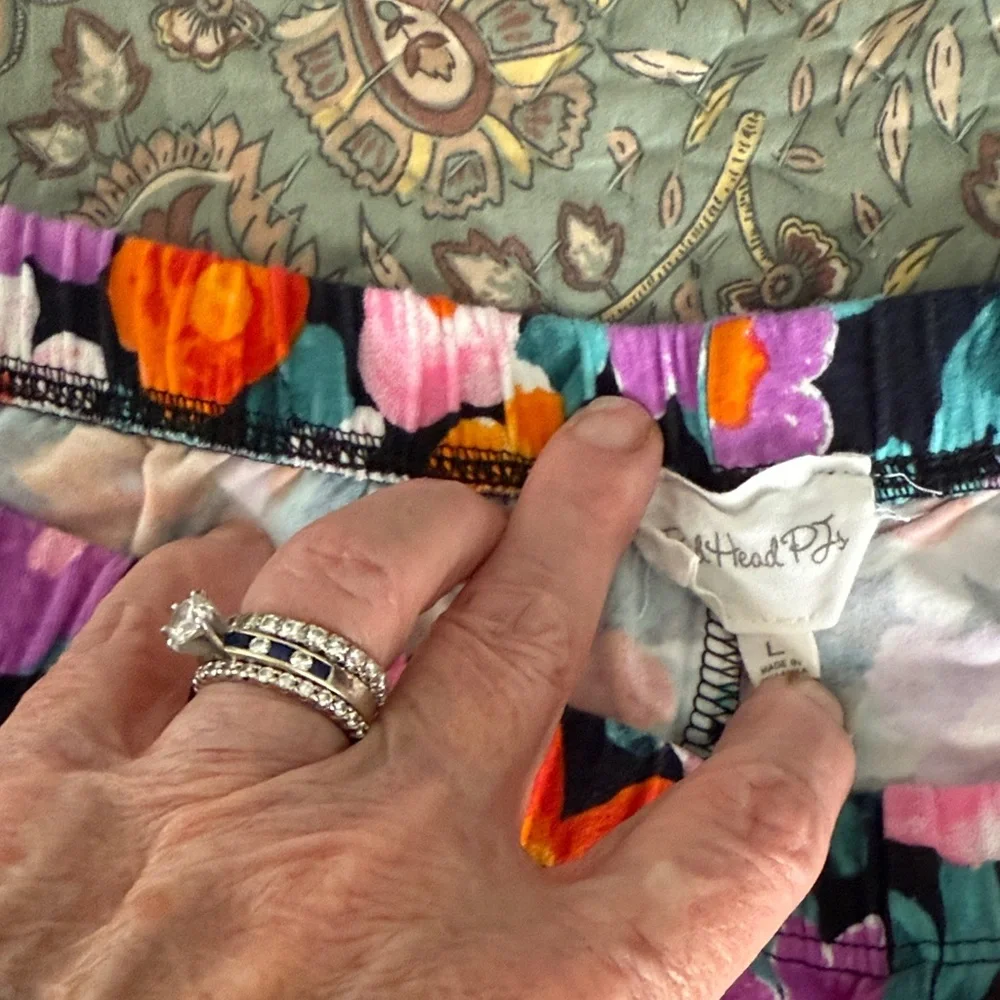 BedHead Cotton Knit Floral Pajamas- Black, Orange, Pink, Purple - Picture 4 of 6